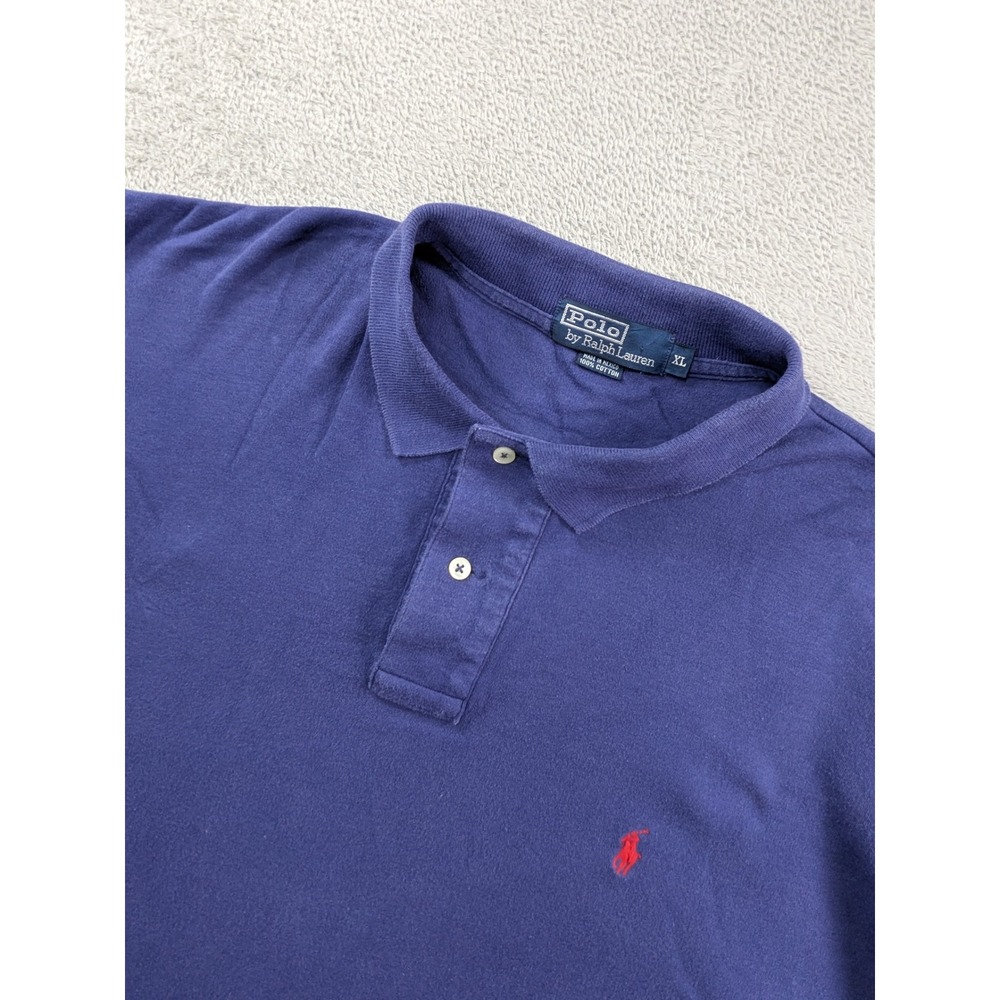 Polo Ralph Lauren Mens XL Navy Blue Short Sleeve Cotton Pique Polo Red Pony